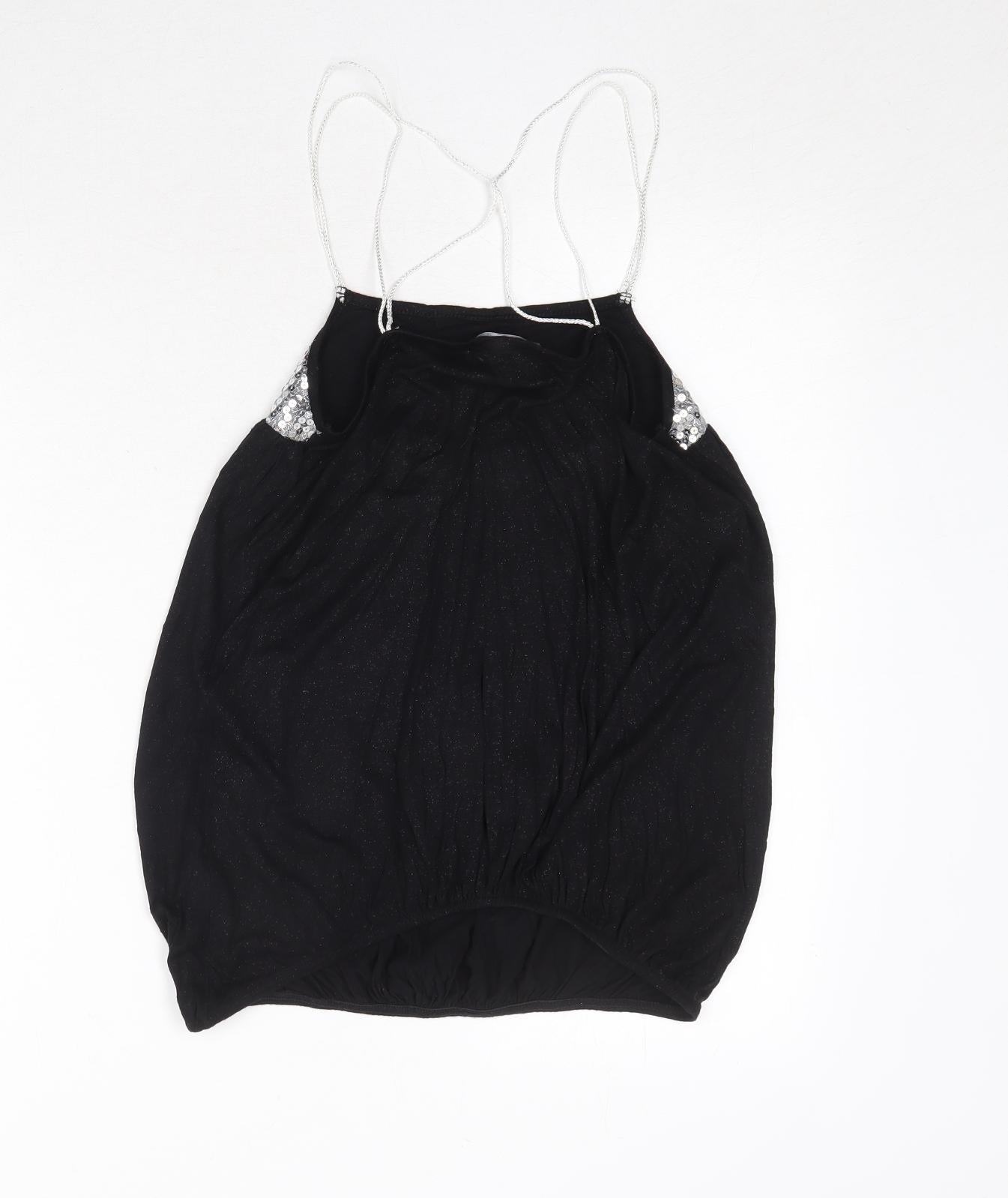 AX Paris Womens Black Polyester Camisole Tank Size 10 Square Neck