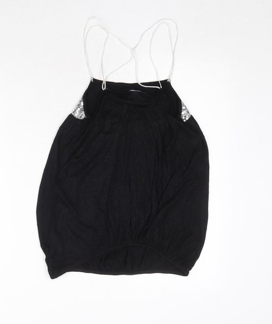 AX Paris Womens Black Polyester Camisole Tank Size 10 Square Neck