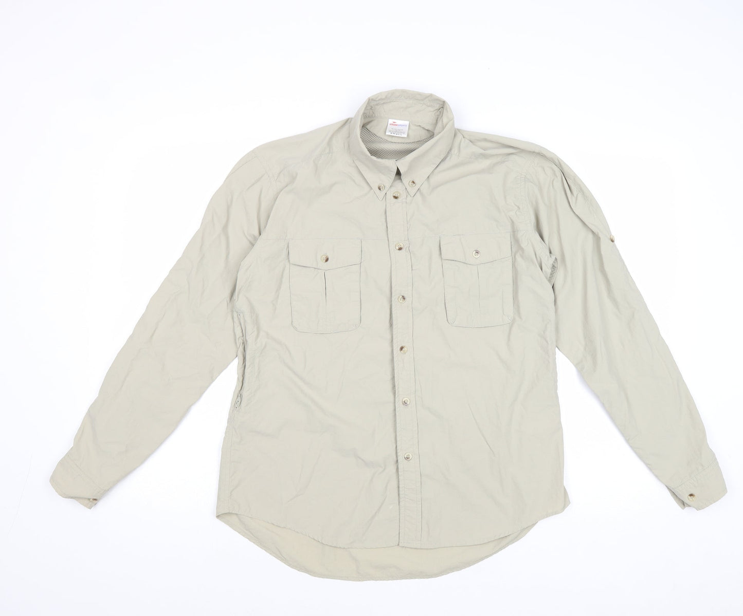 Crane Sports Womens Beige Polyamide Basic Button-Up Size S Collared