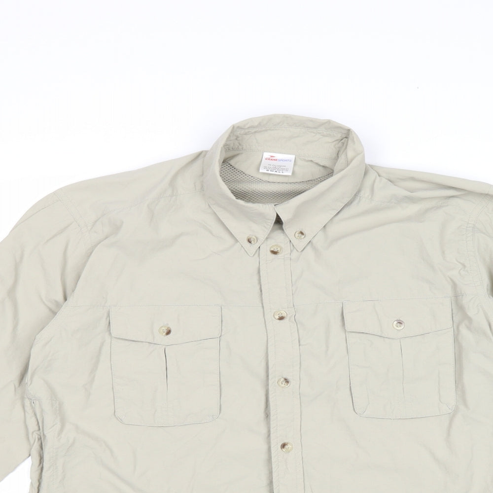 Crane Sports Womens Beige Polyamide Basic Button-Up Size S Collared