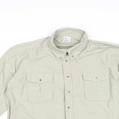 Crane Sports Womens Beige Polyamide Basic Button-Up Size S Collared