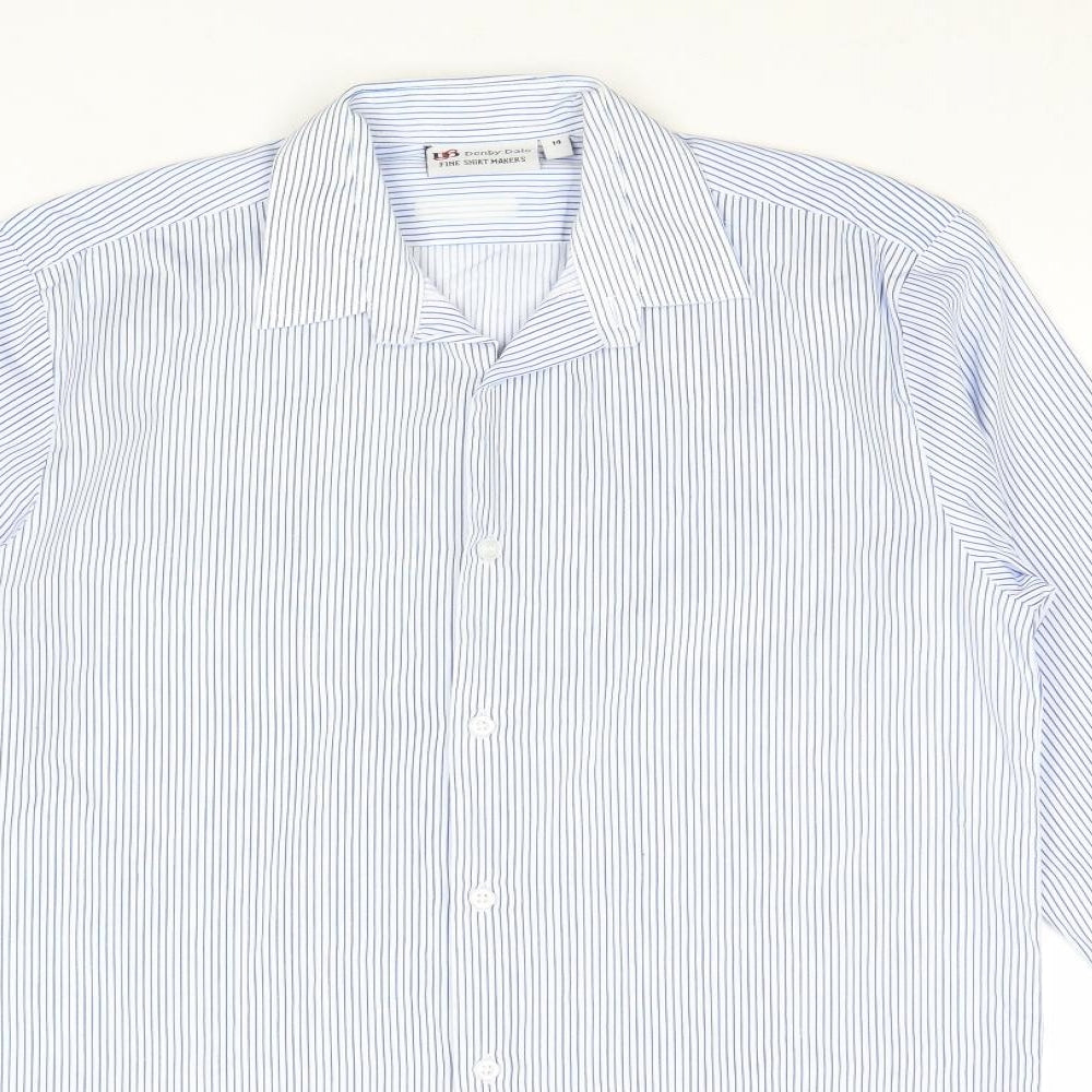 Mens UK Size 14 Denby Dale Blue  Button-Up Long Sleeve Casual Shirt