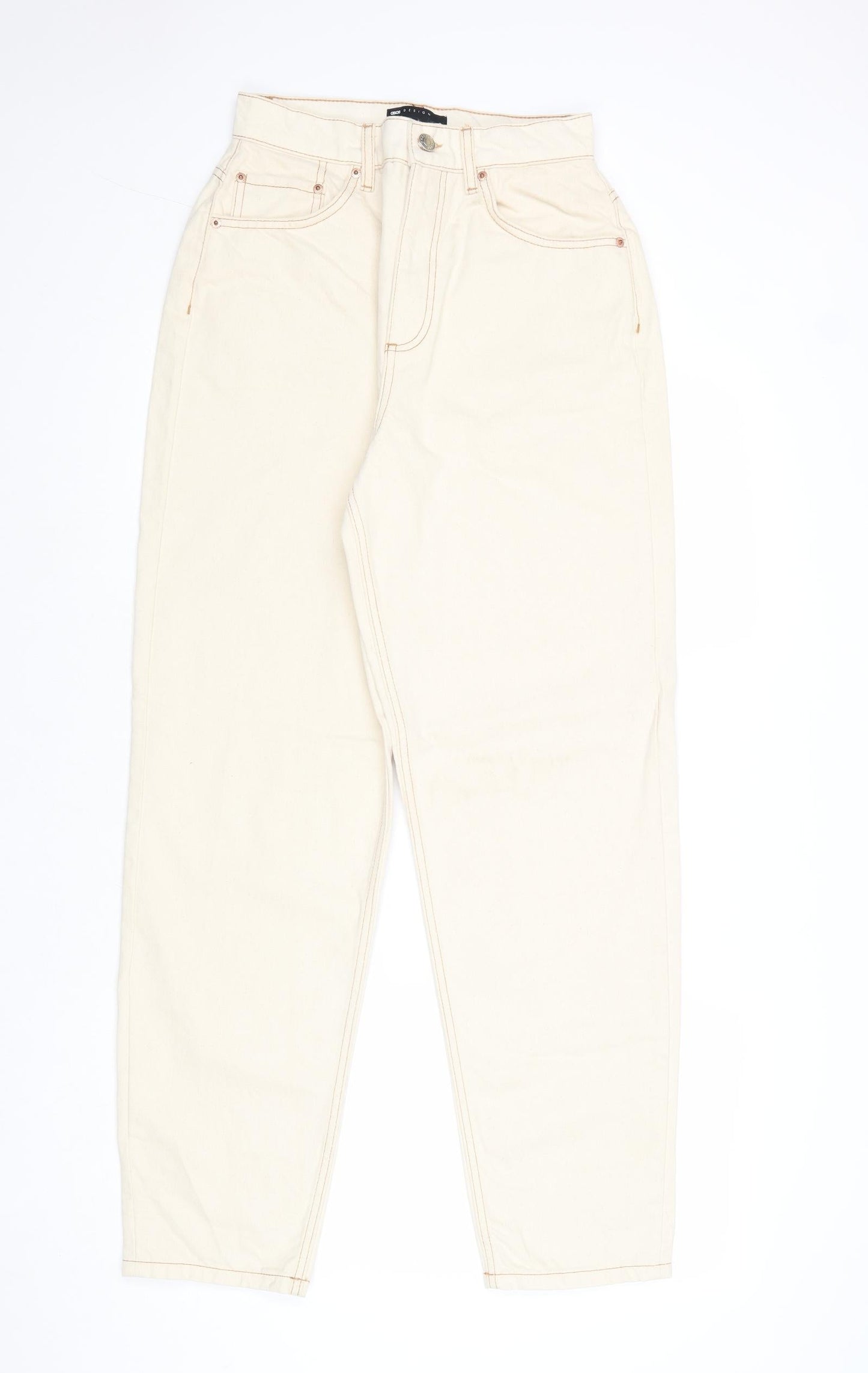 ASOS Womens Ivory Cotton Tapered Jeans Size 28 in Regular Zip