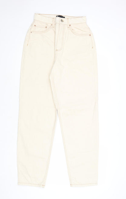 ASOS Womens Ivory Cotton Tapered Jeans Size 28 in Regular Zip