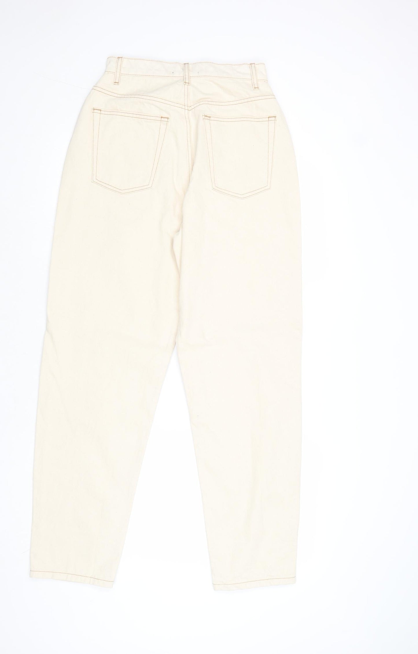 ASOS Womens Ivory Cotton Tapered Jeans Size 28 in Regular Zip