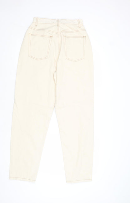 ASOS Womens Ivory Cotton Tapered Jeans Size 28 in Regular Zip