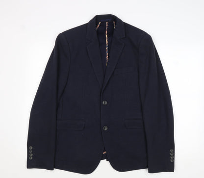 Without Prejudice Mens Blue Polyester Jacket Suit Jacket Size 40 Regular