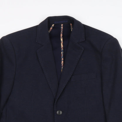Without Prejudice Mens Blue Polyester Jacket Suit Jacket Size 40 Regular