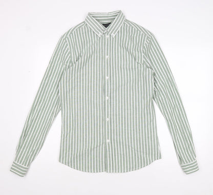 Mens UK Size M Boohoo Green  Button-Up Long Sleeve Casual Shirt