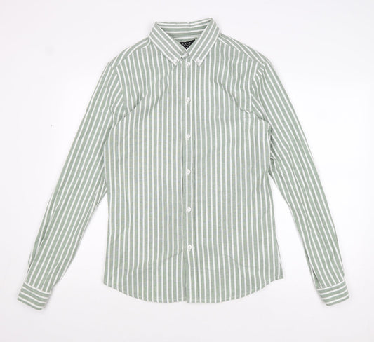 Mens UK Size M Boohoo Green  Button-Up Long Sleeve Casual Shirt