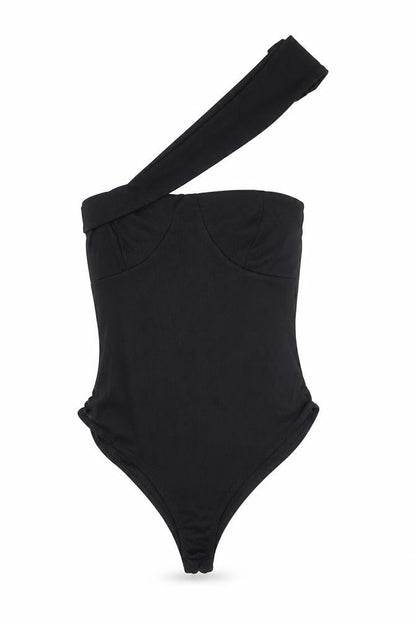 Womens UK Size 10 PRETTYLITTLETHING One-Piece Black Bodysuit
