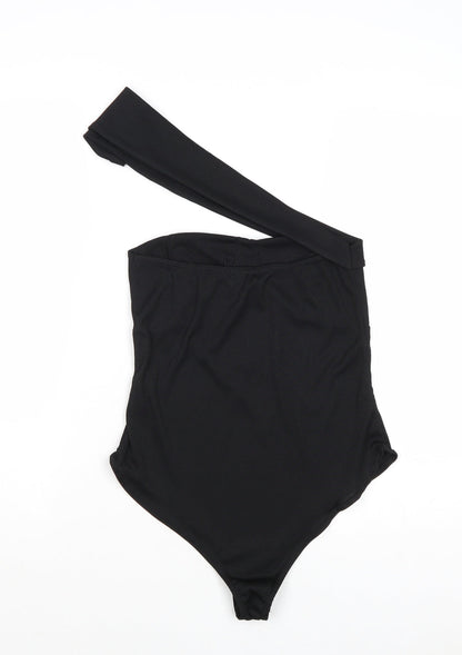 PRETTYLITTLETHING Womens Black Polyester Bodysuit One-Piece Size 10 Pullover