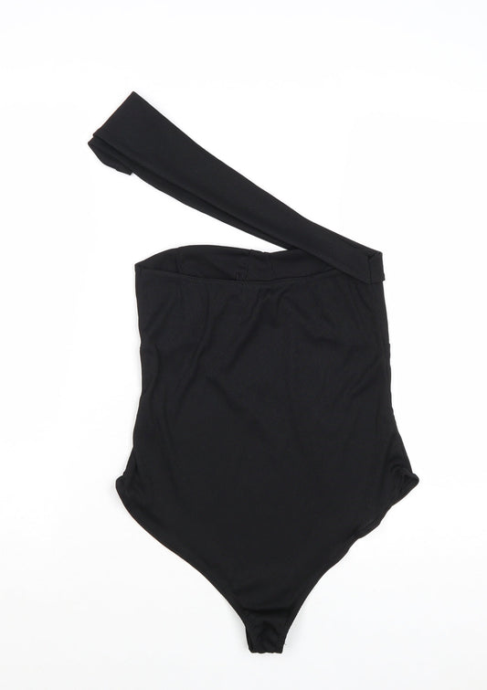 PRETTYLITTLETHING Womens Black Polyester Bodysuit One-Piece Size 10 Pullover