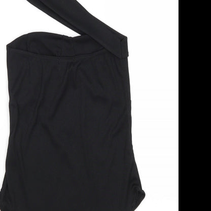 PRETTYLITTLETHING Womens Black Polyester Bodysuit One-Piece Size 10 Pullover