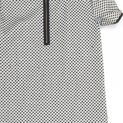 Marks and Spencer Womens Grey Geometric Polyester Shift Size 12 Boat Neck Zip