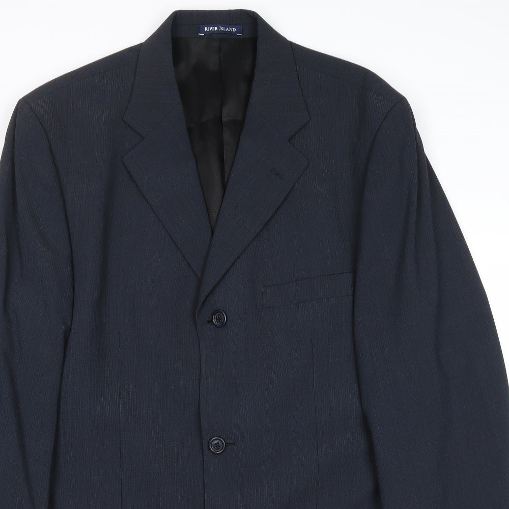 Mens UK Size 40 River Island Regular Blue Suit Jacket