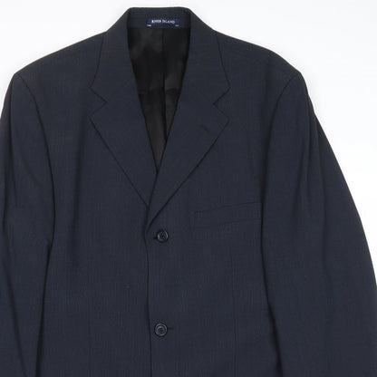 Mens UK Size 40 River Island Regular Blue Suit Jacket