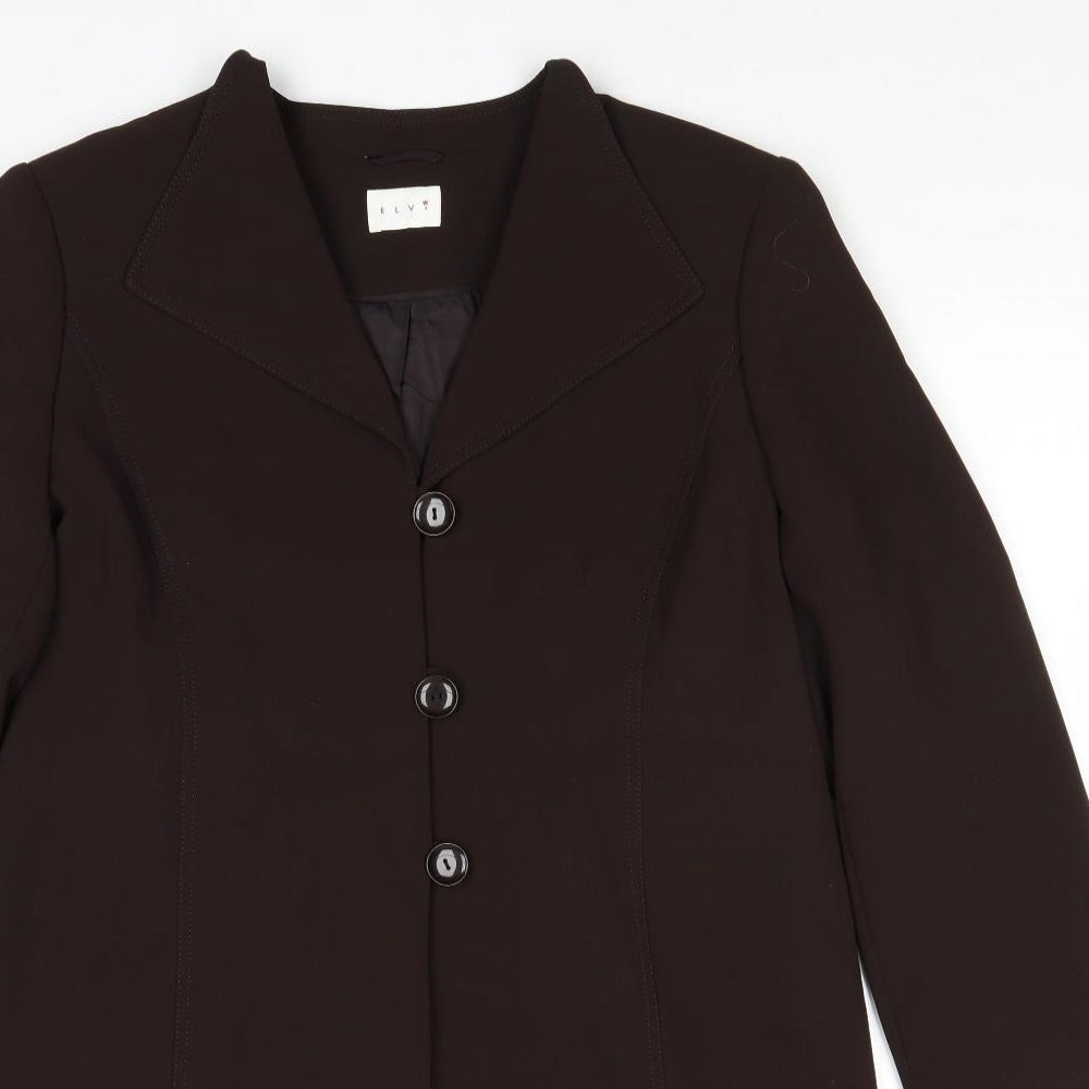 ELVI Womens Brown Overcoat Coat Size 16 Button