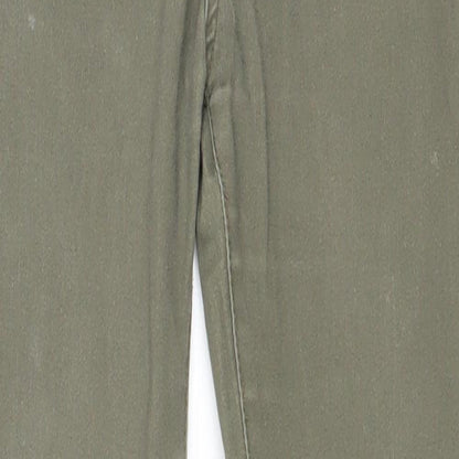 M&Co Girls Green Cotton Skinny Jeans Size 9 Years Regular Zip