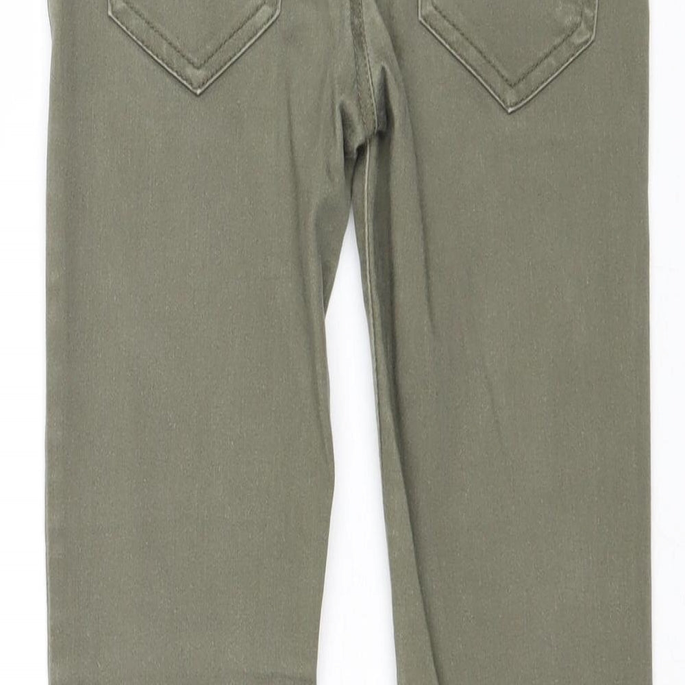 M&Co Girls Green Cotton Skinny Jeans Size 9 Years Regular Zip