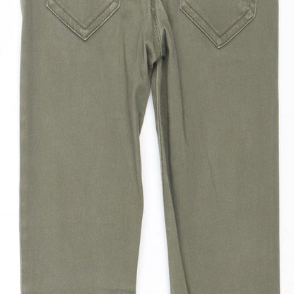 M&Co Girls Green Cotton Skinny Jeans Size 9 Years Regular Zip