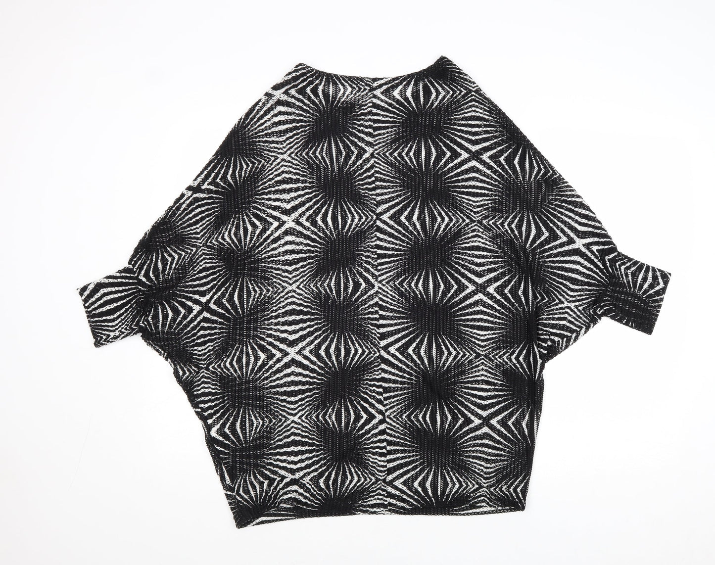 Mood Womens Black Geometric Polyester Basic Blouse Size S Round Neck - Size S-M