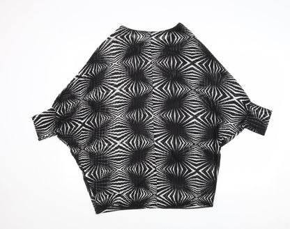 Mood Womens Black Geometric Polyester Basic Blouse Size S Round Neck - Size S-M