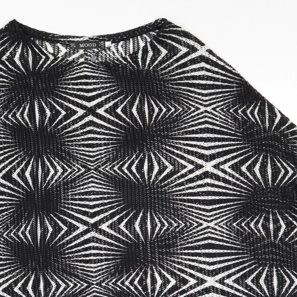 Mood Womens Black Geometric Polyester Basic Blouse Size S Round Neck - Size S-M