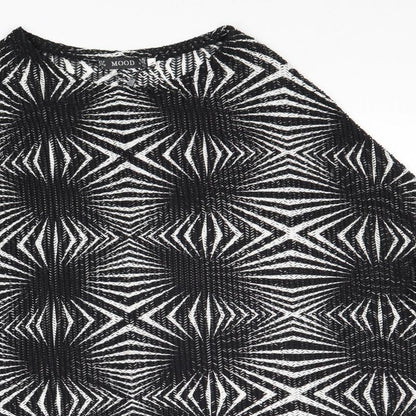 Mood Womens Black Geometric Polyester Basic Blouse Size S Round Neck - Size S-M