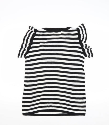 NEXT Womens Black Round Neck Striped Acrylic Pullover Jumper Size 12