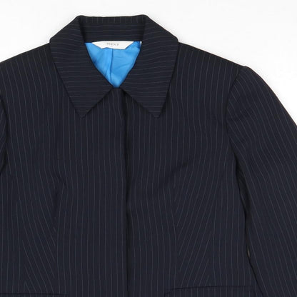 NEXT Womens Blue Striped Polyester Jacket Suit Jacket Size 10
