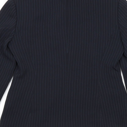 NEXT Womens Blue Striped Polyester Jacket Suit Jacket Size 10
