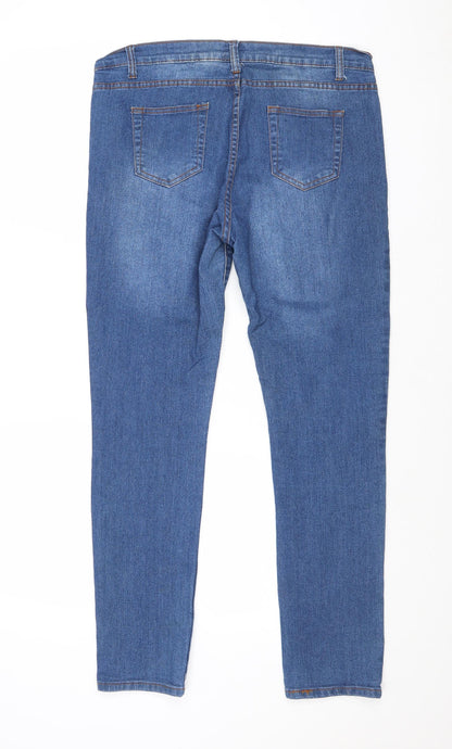 B.YOU Womens Blue Cotton Skinny Jeans Size 12 Regular Zip