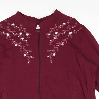 Classics Elements Womens Purple Jacket Size 16 Zip - Flower Detail