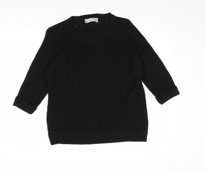CMB Womens Black Round Neck Acrylic Pullover Jumper Size 12