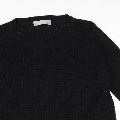 CMB Womens Black Round Neck Acrylic Pullover Jumper Size 12