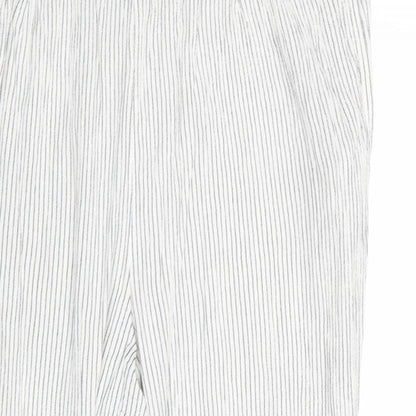 Marks and Spencer Womens Grey Striped Viscose Trousers Size 16 Regular