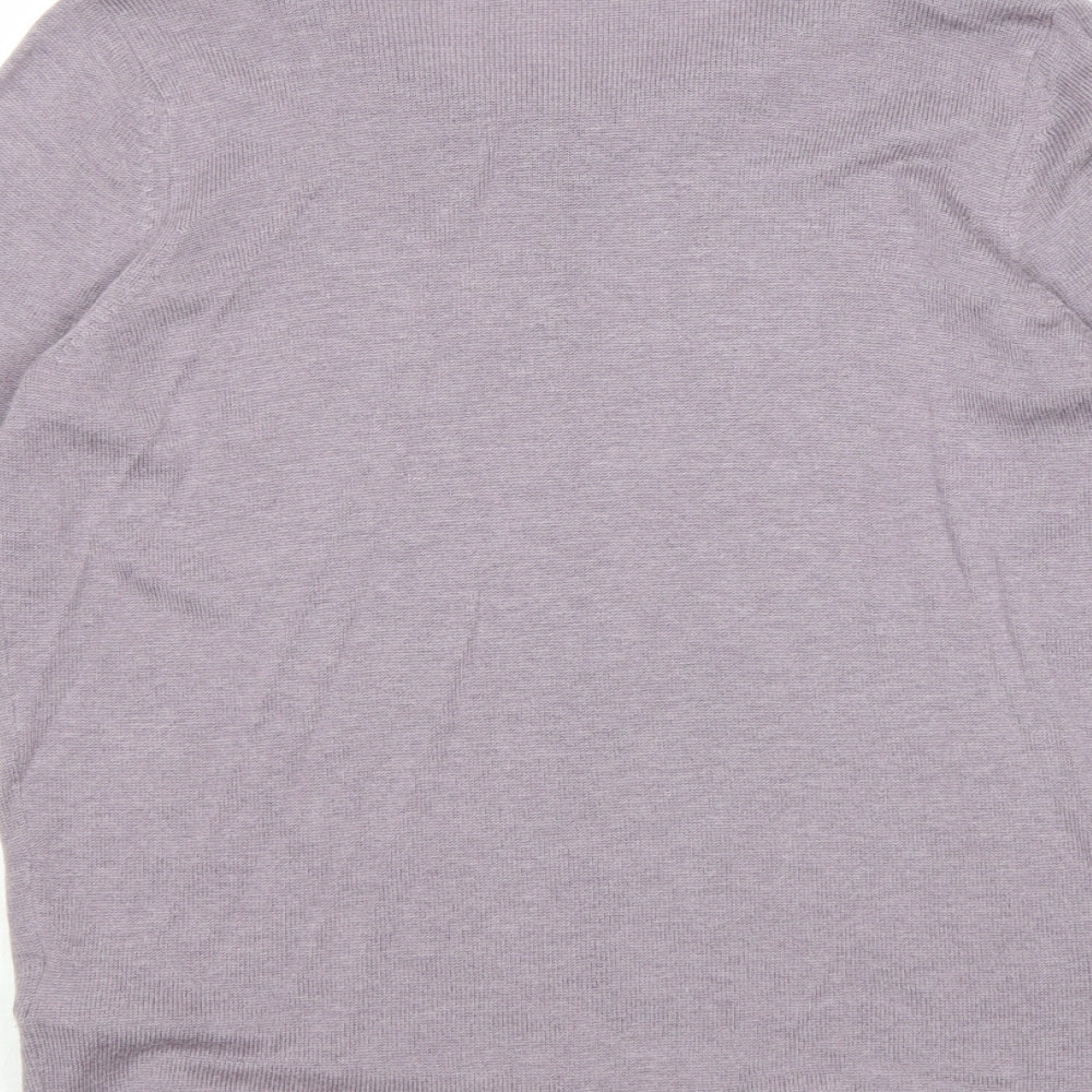Classic Womens Purple Round Neck Acrylic Pullover Jumper Size 12