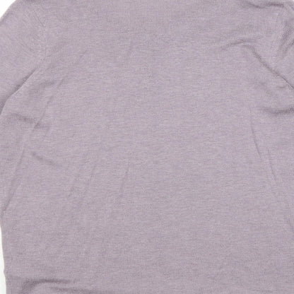 Classic Womens Purple Round Neck Acrylic Pullover Jumper Size 12