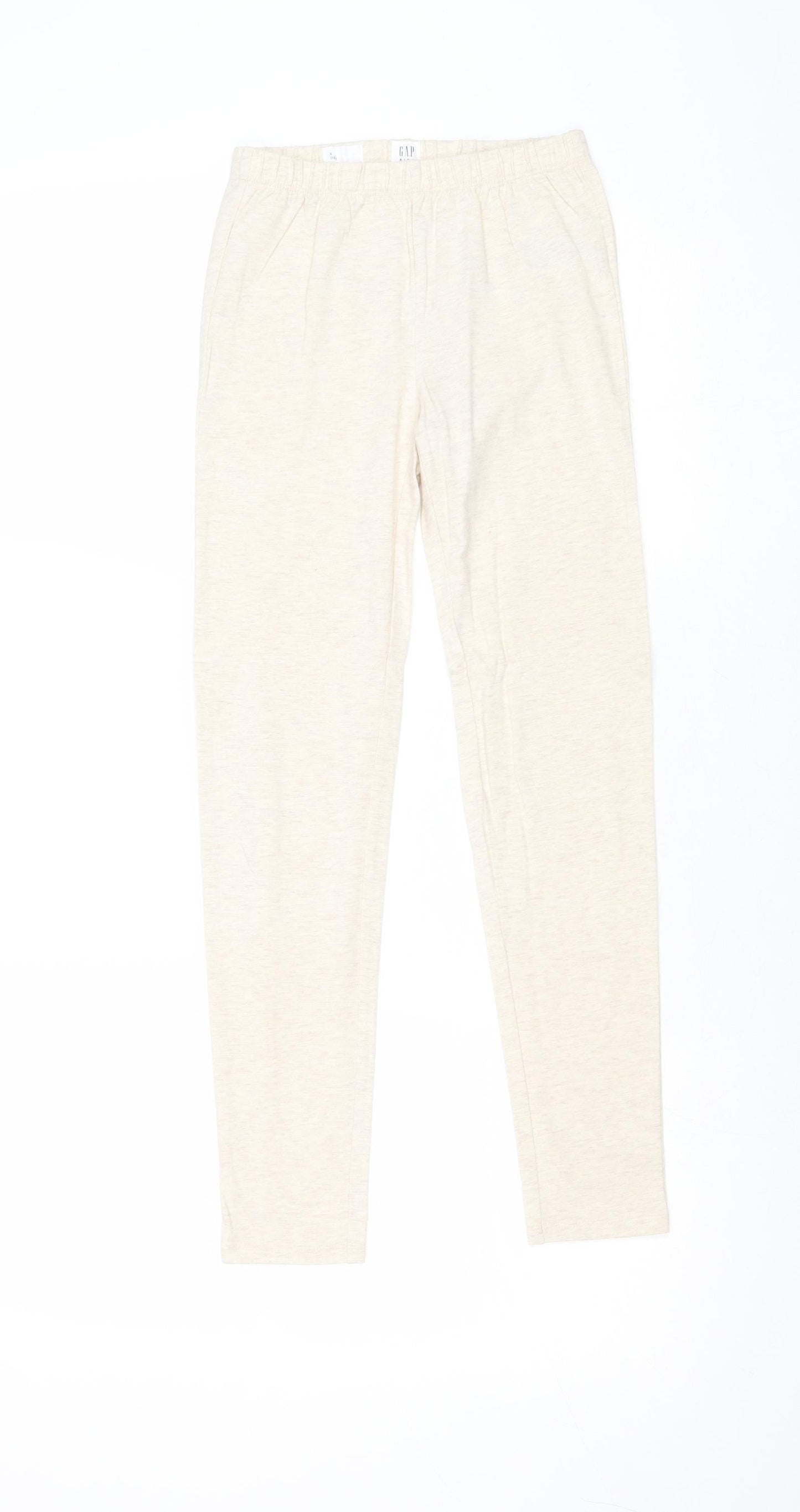 Gap Girls Beige Cotton Jogger Trousers Size L Regular Pullover - Leggings