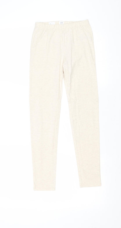 Gap Girls Beige Cotton Jogger Trousers Size L Regular Pullover - Leggings