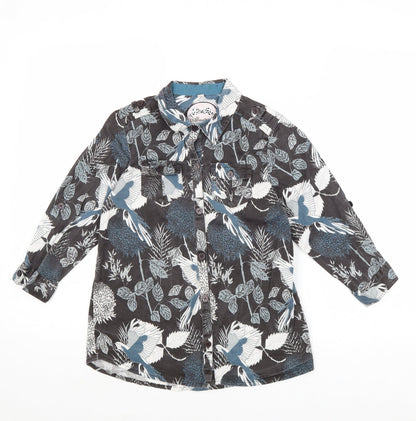 Almatrichi Boys Multicoloured Geometric Cotton Basic Button-Up Size 10 Years Collared Button
