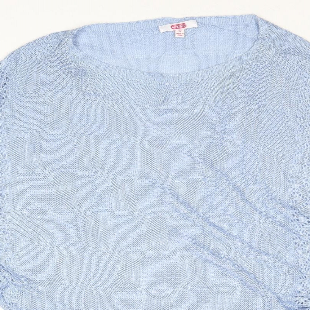 Grace Fashions Womens Blue Round Neck Acrylic Pullover Jumper Size 10