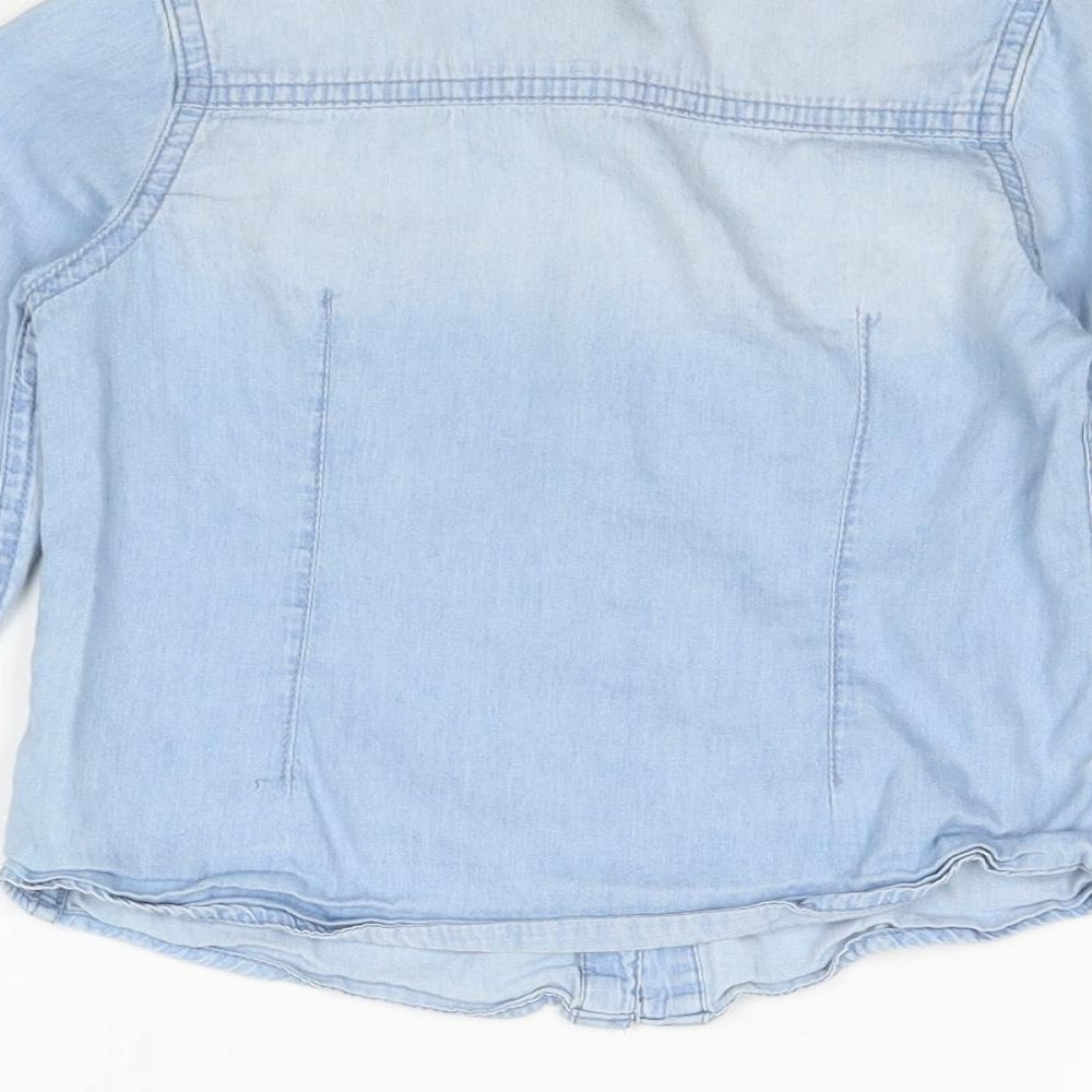 Loved & Found Girls Blue Cotton Basic Button-Up Size 5 Years Collared Snap