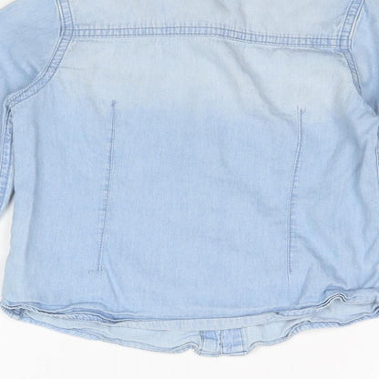 Loved & Found Girls Blue Cotton Basic Button-Up Size 5 Years Collared Snap