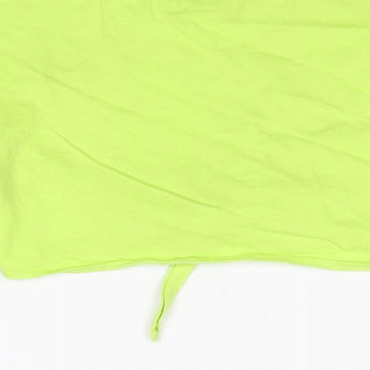 Reebok Girls Green Cotton Cropped T-Shirt Size 3-4 Years V-Neck Pullover