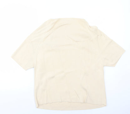 BHS Womens Beige Square Neck Cotton Pullover Jumper Size 20