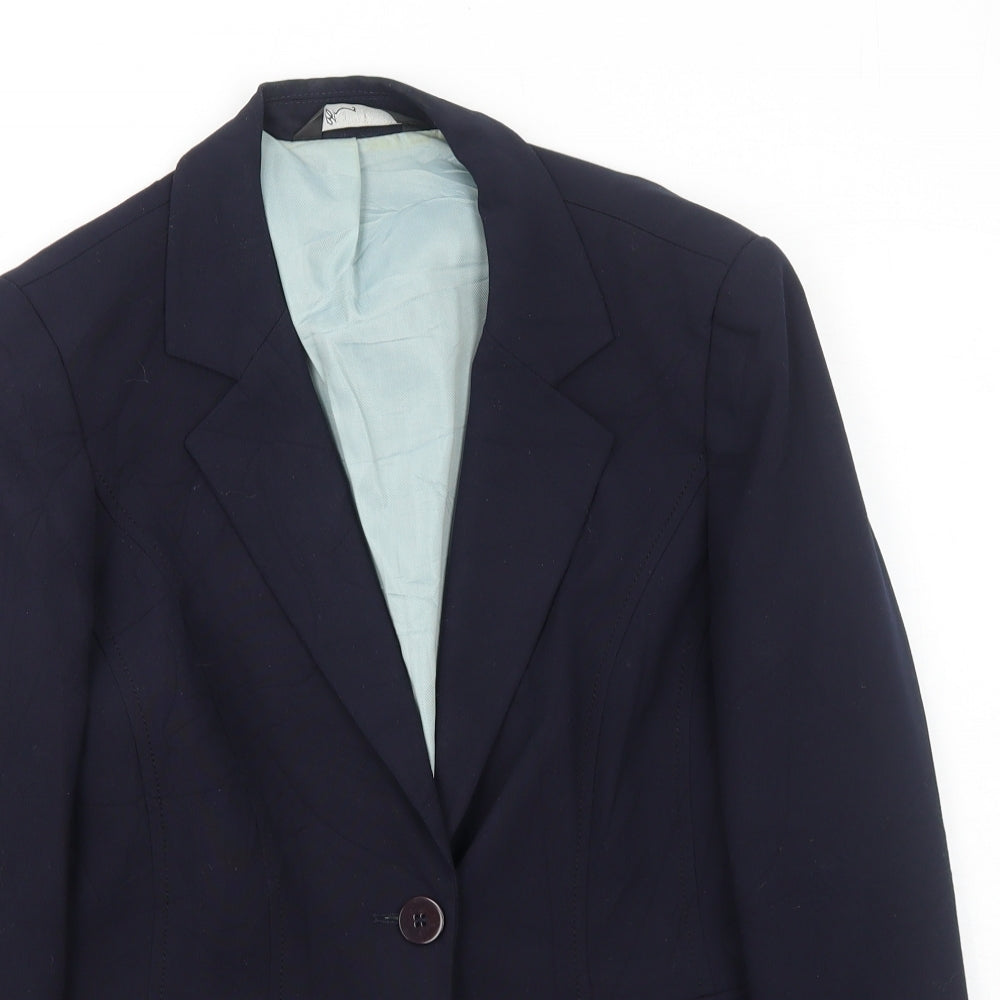 BHS Womens Blue Polyester Jacket Suit Jacket Size 14