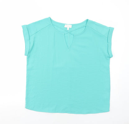 Womens UK Size 12 Apricot Blue Basic Blouse