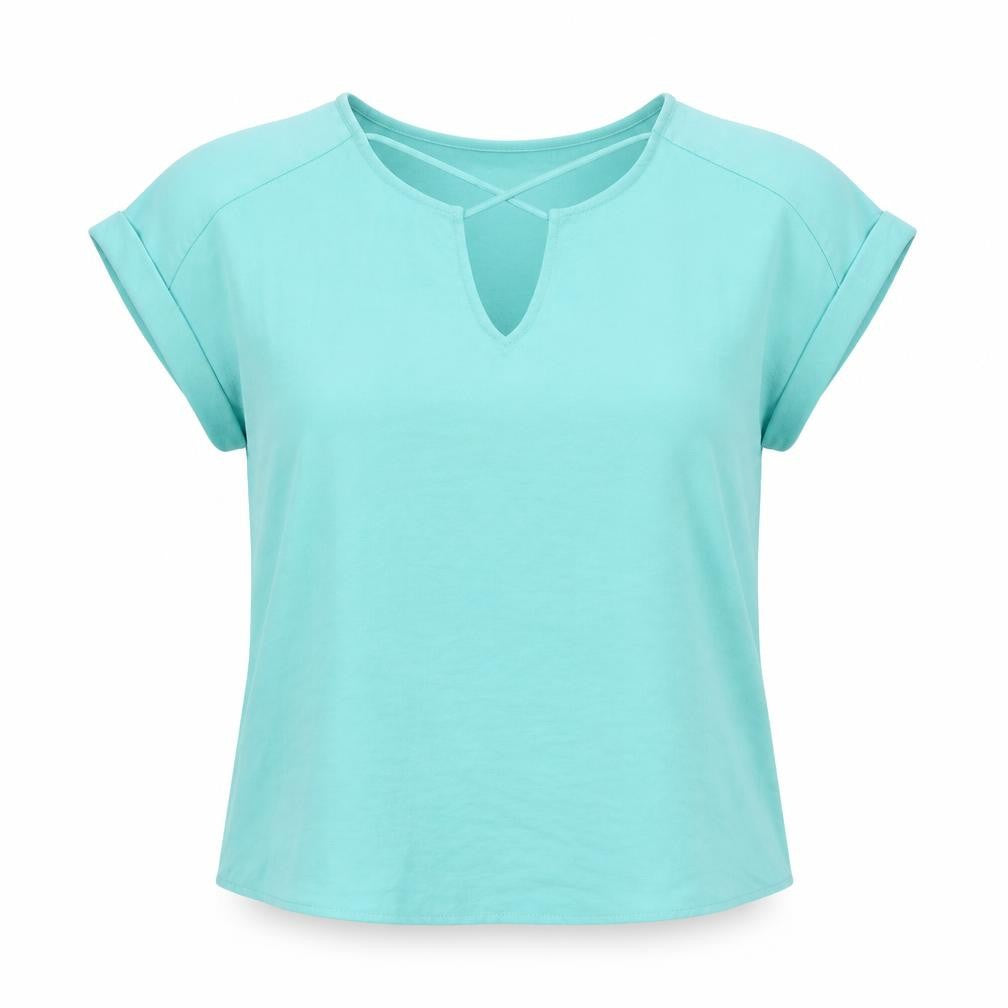 Womens UK Size 12 Apricot Blue Basic Blouse